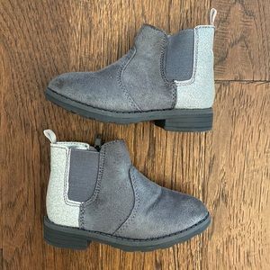 Carters Girls Size 7 Kids Grey Suede and Sparkle Booties